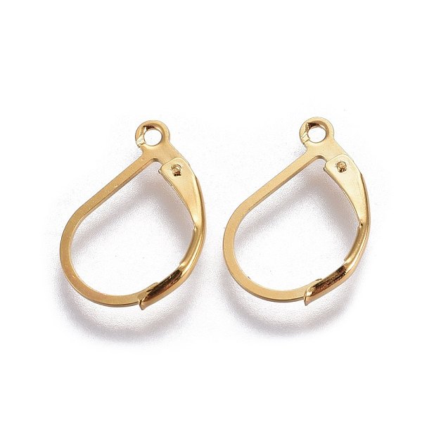 

PandaHall 304 Stainless Steel Leverback Earring Findings, with Loop, Golden, 16x10.6x1.6mm, Hole: 1.2mm 304 Stainless Steel