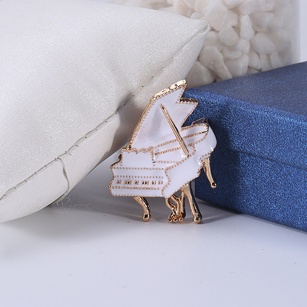 

PandaHall Piano Enamel Pins, Golden Alloy Brooches for Girl Women Gift, White, 43x31mm Alloy+Enamel Piano White