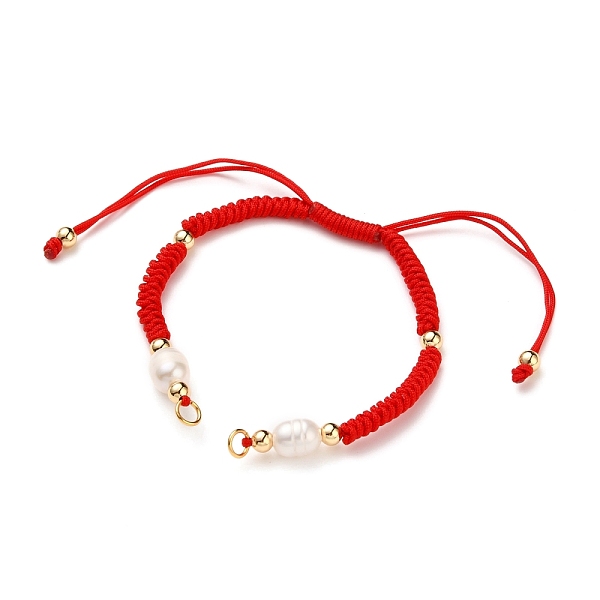 

PandaHall Braided Nylon Cord Bracelet Making, with 304 Stainless Steel Open Jump Rings, Round Brass Beads and Pearl Beads, Red, Single Chain...