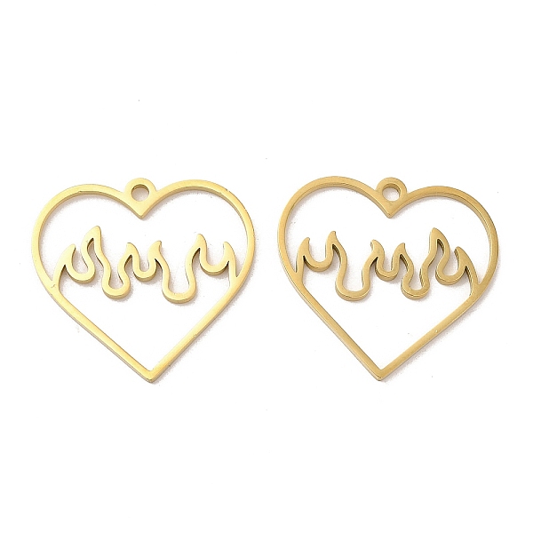 

PandaHall Ion Plating(IP) 304 Stainless Steel Pendants, Heart with Fire Charm, Real 18K Gold Plated, 24x25x1.5mm, Hole: 2mm 304 Stainless...