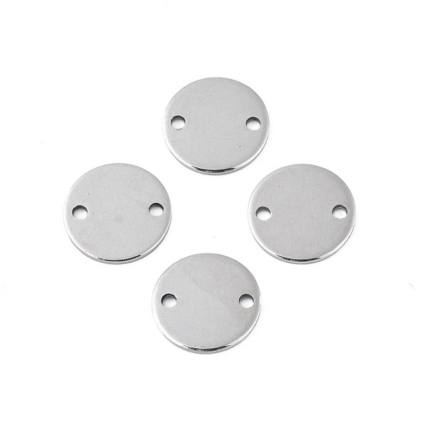 PandaHall 304 Stainless Steel Connector Charms, Stamping Blank Tag, Flat Round, Stainless Steel Color, 10x0.5mm, Hole: 1.2mm 201 Stainless...