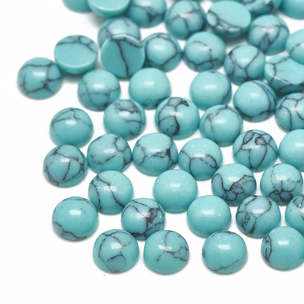 

PandaHall Synthetic Turquoise Cabochons, Dyed, Half Round/Dome, Medium Turquoise, 4x2mm Synthetic Turquoise Half Round Cyan