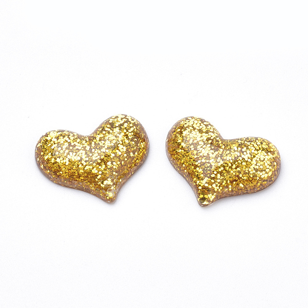 

PandaHall Resin Cabochons, with Glitter Powder, Heart, Goldenrod, 17x22x6mm Resin Heart Gold