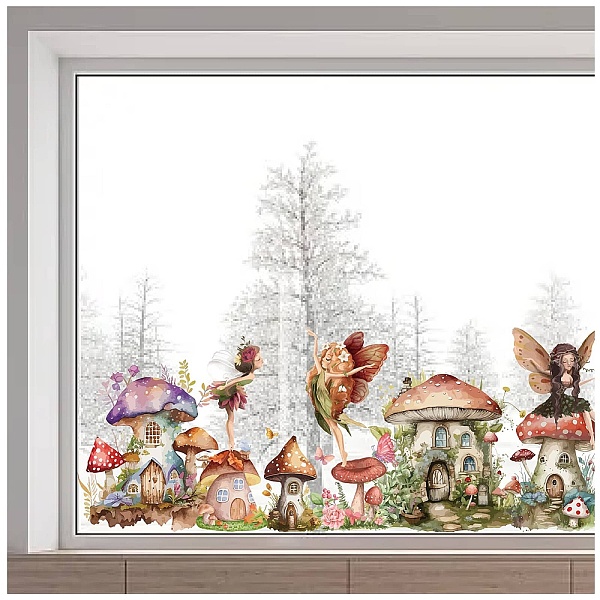 

PandaHall Electrostatic PVC Window Sticker, for Window Home Decoration, Mushroom, 390x1180mm PVC Mushroom