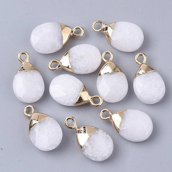 

PandaHall Natural White Jade Pendants, with Top Golden Plated Iron Loops, Teardrop, Faceted, Dyed, 17~19x10x5mm, Hole: 1.8mm White Jade...