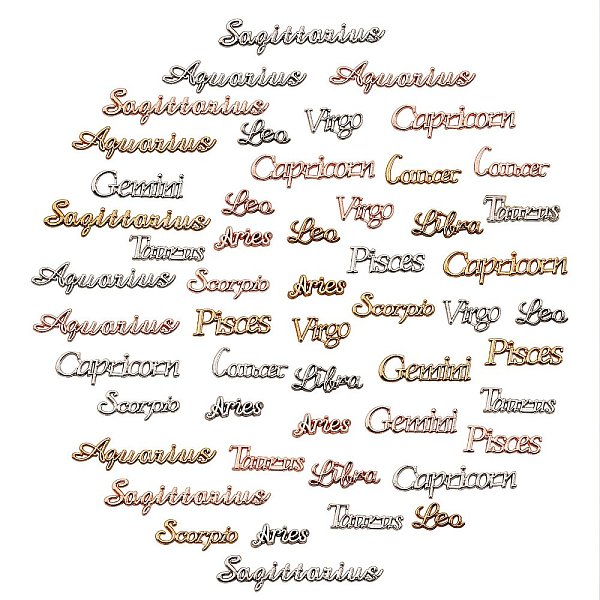 

PandaHall 72Pcs 3 Colors Twelve Constellations Word Zinc Alloy Cabochons, for Floating Lockets Glass Living Memory Lockets, Epoxy Resin...