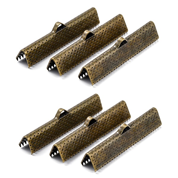 

PandaHall Iron Ribbon Crimp Ends, Nickel Free, Antique Bronze, 8x35mm, Hole: 1mm Iron