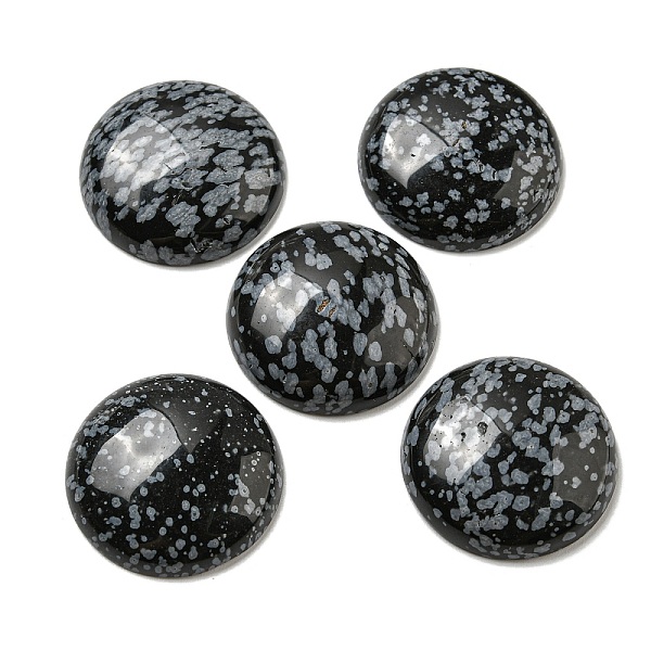 

PandaHall Natural Snowflake Obsidian Cabochons, Flat Round, 30x7~8.5mm Snowflake Obsidian Flat Round