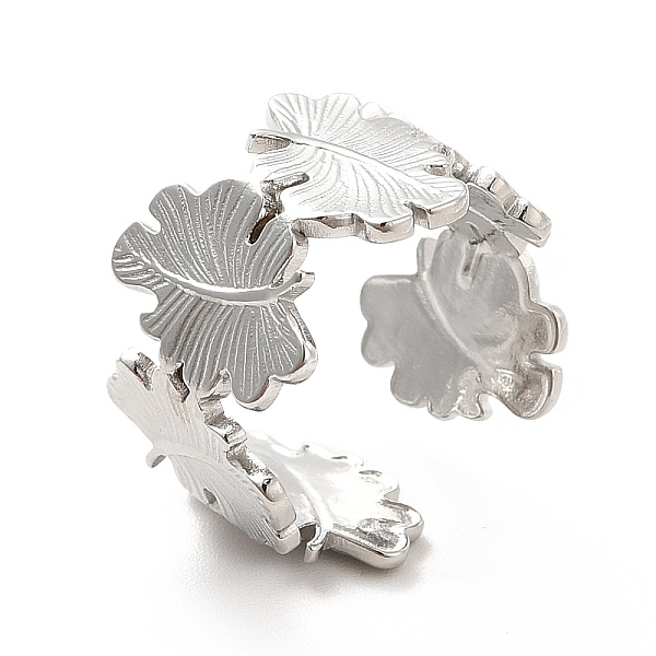 

PandaHall 304 Stainless Steel Leaf Wrap Open Cuff Ring for Women, Stainless Steel Color, US Size 7 3/4(17.9mm) 304 Stainless Steel