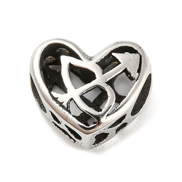 

PandaHall 316 Surgical Stainless Steel Hollow Out Beads, Heart with Twelve Constellations, Sagittarius , Sagittarius, 10x12x6.5mm, Hole...