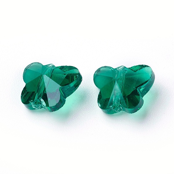 

PandaHall Transparent Glass Beads, Faceted, Butterfly, Light Sea Green, 8x10x5.5mm, Hole: 1mm Glass Butterfly Green