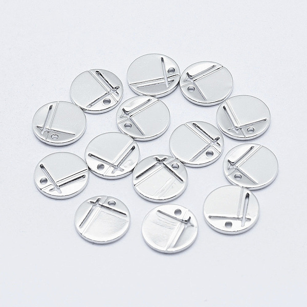 

PandaHall Brass Charms, Long-Lasting Plated, Real Platinum Plated, Nickel Free, Flat Round, 10x1mm, Hole: 1.5mm Brass Flat Round