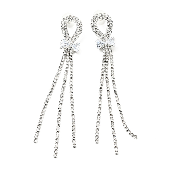 

PandaHall Crystal Rhinestone & Clear Cubic Zirconia Stud Earrings, Brass Long Tassel Drop Earrings with 925 Sterling Silver Pin for Women...