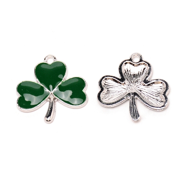 

PandaHall Alloy Enamel Pendants, Clover, Dark Green, Platinum, 23x22x2mm, Hole: 1.8mm Alloy+Enamel Clover