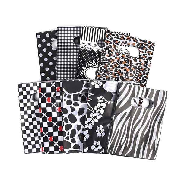 

PandaHall Printed Plastic Bags, Rectangle, Black, 40x30cm Plastic Black