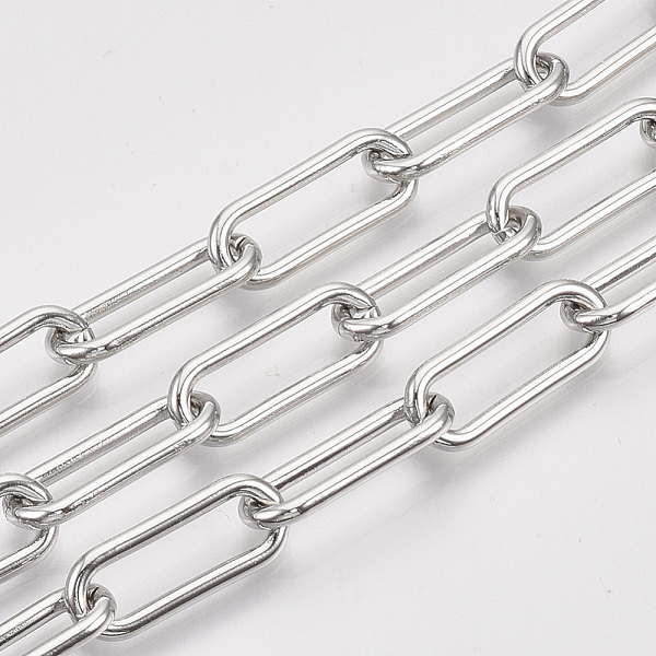 

PandaHall Unwelded Iron Paperclip Chains, Drawn Elongated Cable Chains, with Spool, Platinum, 21x8.5x2mm, about 82.02 Feet(25m)/roll Iron