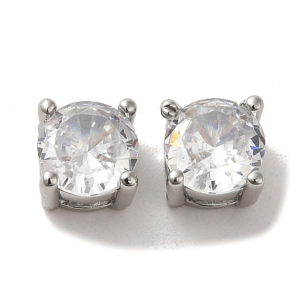 

PandaHall Brass with Single Clear Cubic Zirconia Bead, Round, Platinum, 6x6x4.5mm, Hole: 3.5mm Brass+Cubic Zirconia Round Clear