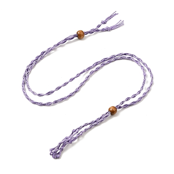

PandaHall Braided Wax Rope Cord Macrame Pouch Necklace Making, Adjustable Wood Beads Interchangeable Stone Necklace, Lilac, 35.43 inch(90cm)..., Purple