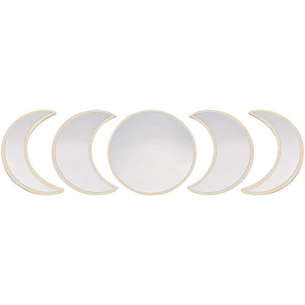 

PandaHall 5 Pcs Acrylic Wooden Moon Phase Mirror, Acrylic Wall Decorative Mirror Interior Design Bohemian Wall Decoration for Home Living..., Orange