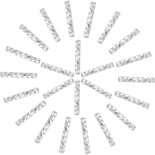 

PandaHall CREATCABIN 100Pcs Corrugated Brass Tube Beads, Long-Lasting Plated, 925 Sterling Silver Plated, 10x1.5mm, Hole: 0.7mm Brass Tube