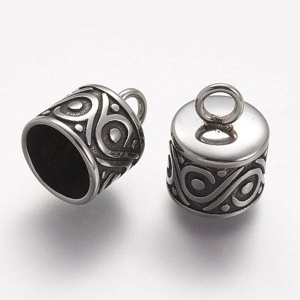 

PandaHall 304 Stainless Steel Cord Ends, End Caps, Column, Antique Silver, 13.5x10mm, Hole: 3mm, Inner Diameter: 8.5mm 304 Stainless Steel