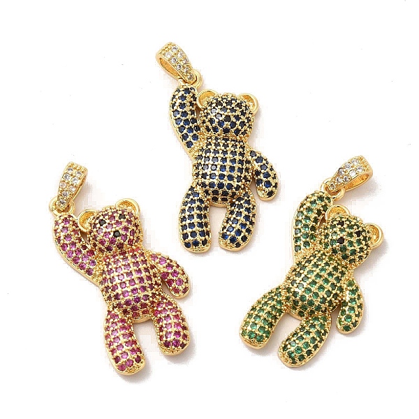 

PandaHall Brass Micro Pave Cubic Zirconia Pendants, Bear Charms, Golden, Mixed Color, 31x16x5.5mm, Hole: 4x2.5mm Brass+Cubic Zirconia Bear..., Multicolor