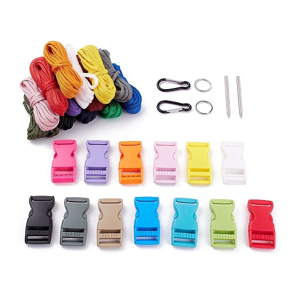 

PandaHall DIY Kits, with 7 Strand Core Parachute Cords, PP Plastic Side Release Buckles, Aluminum Rock Climbing Carabiners and Stainless..., Multicolor