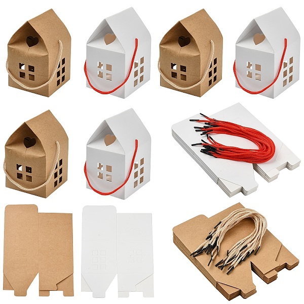 40Pcs 2 Colors Paper Boxes with Handle Rope and Window