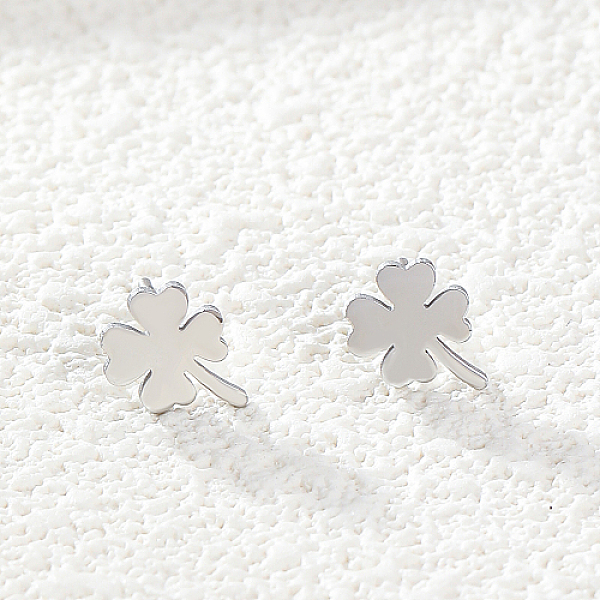 

PandaHall Stainless Steel Stud Earring, Clover, Stainless Steel Color, 7x9mm Stainless Steel Clover