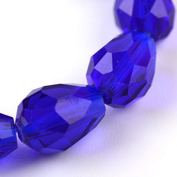 

PandaHall Transparent Glass Bead Strands, Faceted Teardrop, Medium Blue, 8x6mm, Hole: 1mm, about 65pcs/strand, 17.99 inch(45.7cm) Glass...