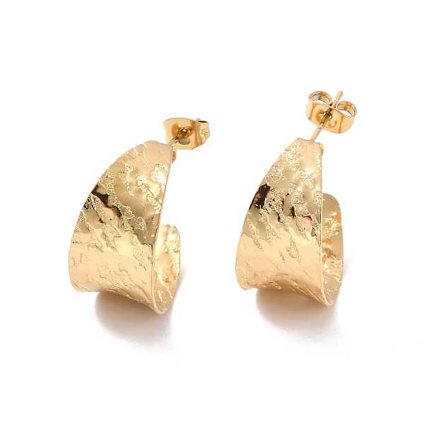 

PandaHall Ion Plating(IP) 304 Stainless Steel Chunky C-shape Stud Earrings, Half Hoop Earrings for Women, Golden, 21x12x0.5mm, Pin: 0.7mm...