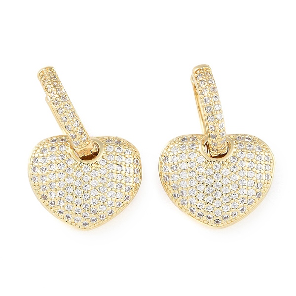 Boucles d'oreilles créoles en laiton micro pavé de zircons cubiques transparents pour femmes