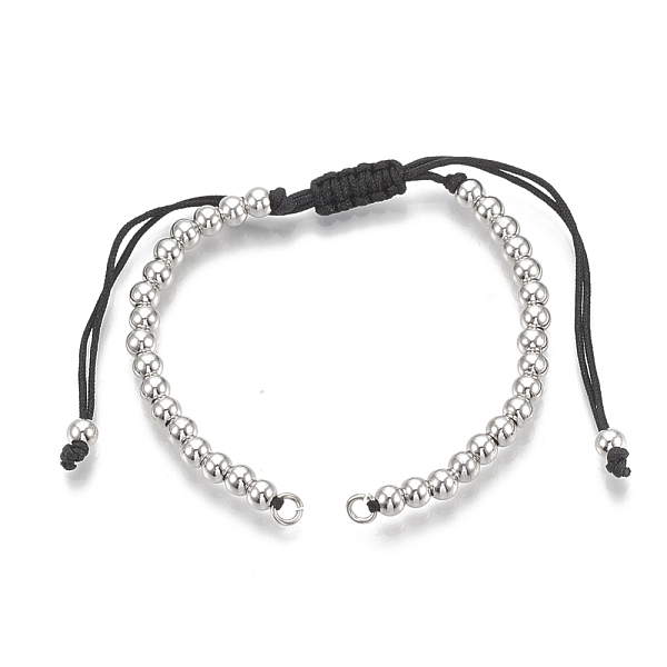 

PandaHall Brass Bracelet Making, with Polyester Cord, Platinum, 5-1/4 inch(13.5cm)~10-1/4 inch(26cm), 4mm, Hole: 2mm Brass