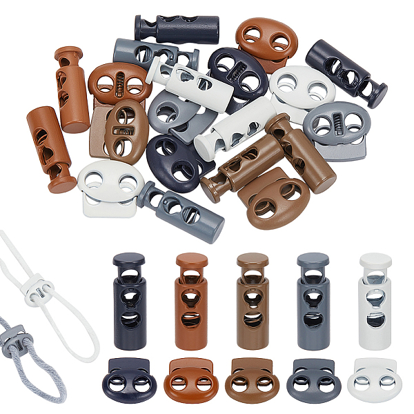 

PandaHall WADORN 20Pcs 10 Styles Spray Painted Alloy Cord Locks, Double Hole Drawstring Stopper Fastener Buttons, Mixed Color..., Multicolor