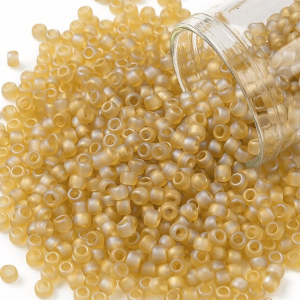 

PandaHall TOHO Round Seed Beads, Japanese Seed Beads, (162F) Transparent AB Frost Light Topaz, 8/0, 3mm, Hole: 1mm, about 222pcs/bottle..., Brown