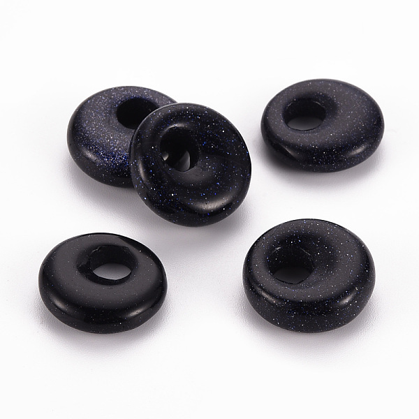 

PandaHall Synthetic Blue Goldstone Pendants, Donut/Pi Disc, 17.5~18.5x5.5mm, Hole: 5.5mm Blue Goldstone Donut