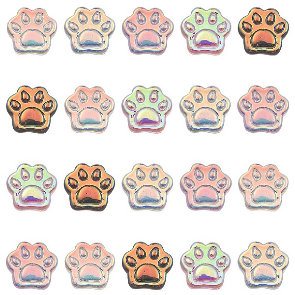 

PandaHall Transparent Resin Cabochons, AB Color Plated, Cat Paw Shape, Mixed Color, 18x19x6mm Resin Paw Print Multicolor