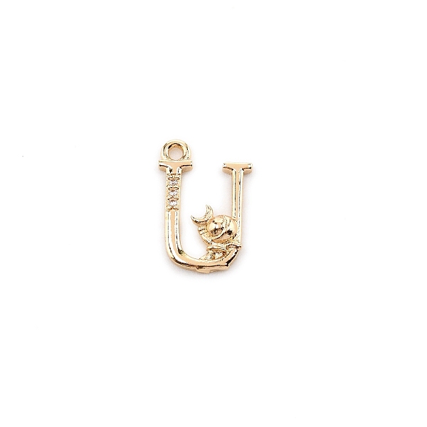 

PandaHall Brass Micro Pave Cubic Zirconia Charms, Long-plating, Letter, Letter.U, 16x10.5x2.5mm, Hole: 1.5mm Brass+Cubic Zirconia Letter..., Clear