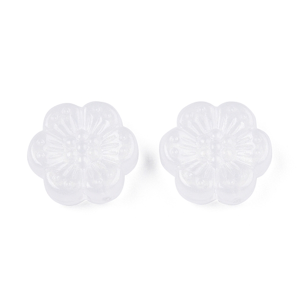 

PandaHall Opaque Acrylic with Glitter Powder Beads, Flower, White, 12.5x13x4mm, Hole: 1.2mm Acrylic Flower White