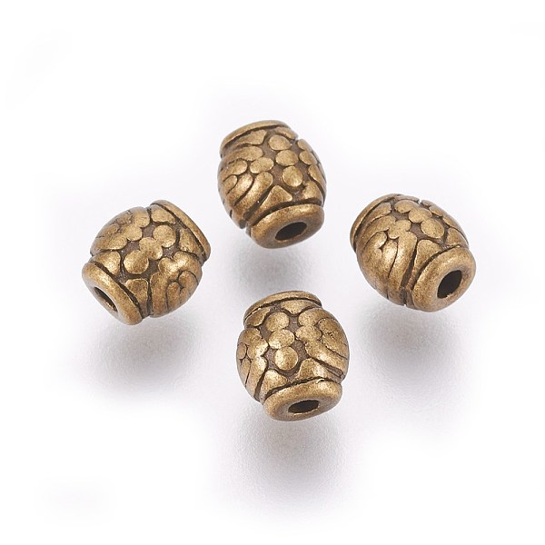 

PandaHall Tibetan Style Alloy Beads, Drum with Flower, Cadmium Free & Nickel Free & Lead Free, Antique Bronze, 6x6mm, Hole: 2mm Alloy Drum