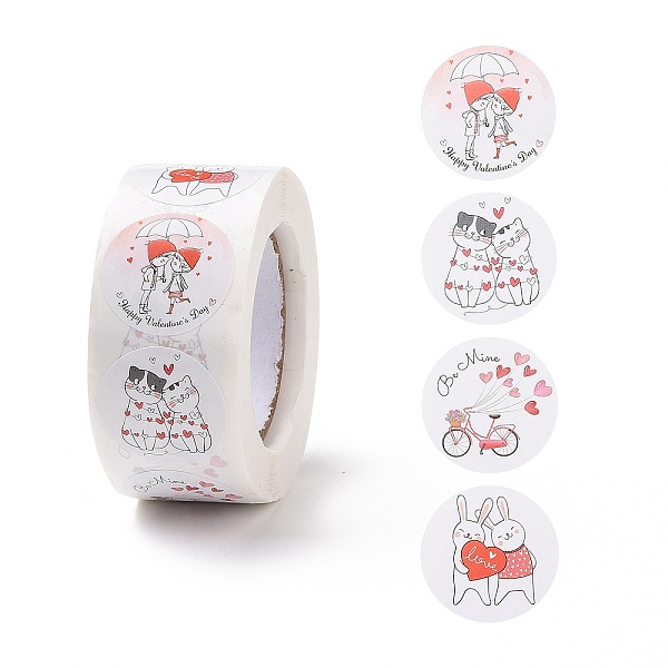 

PandaHall Valentine's Day Round Paper Stickers, Adhesive Labels Roll Stickers, Gift Tag, for Envelopes, Party, Presents Decoration, Mixed..., White