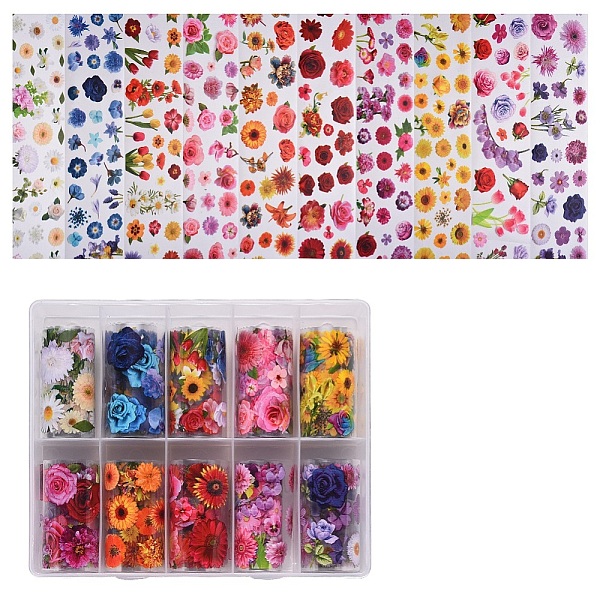 

PandaHall Nail Art Transfer Stickers, Nail Decals, DIY Nail Tips Decoration for Women, Flower Pattern, Mixed Color, 40mm, about 1m/roll..., Multicolor