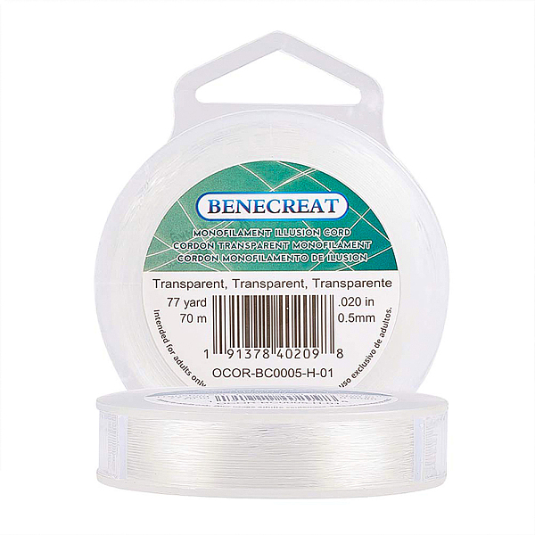 BENECREAT 70m 0.5mm Clear Fishing Nylon Beading Thread Wire For Hanging Ornaments