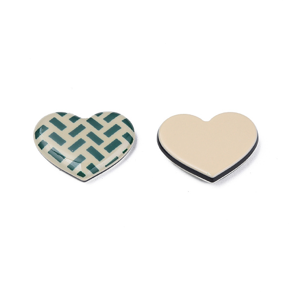 

PandaHall Printed Acrylic Cabochons, Heart with Rectangle Pattern, Blanched Almond, 22x26x5mm Acrylic Heart