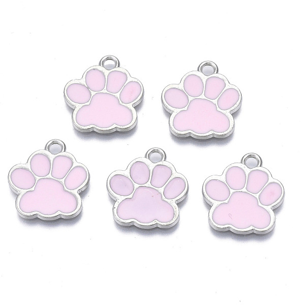 

PandaHall Alloy Enamel Pendants, Cadmium Free & Lead Free, Dog Paw Prints, Pink, 17.5x16x1.5mm, Hole: 2mm Alloy+Enamel Paw Print Pink