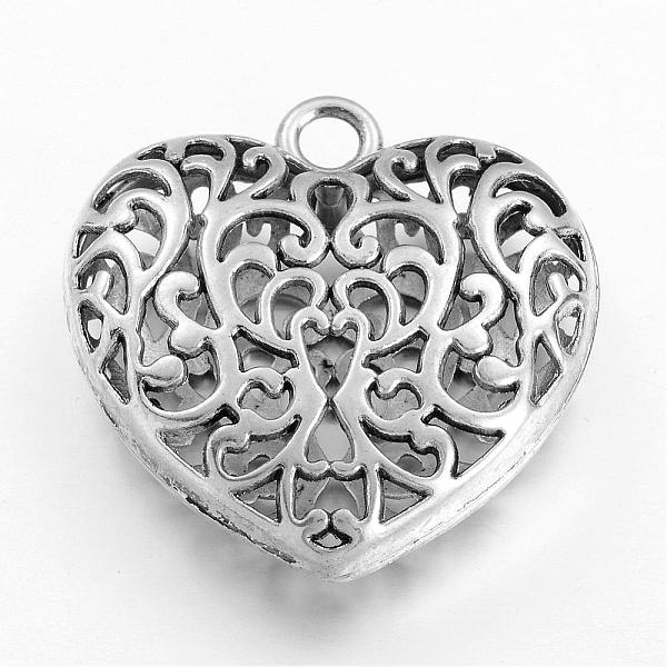 

PandaHall Hollow Tibetan Style Alloy Heart Pendants, Cadmium Free & Nickel Free & Lead Free, Antique Silver, 50x49x16mm, Hole: 5mm Alloy...