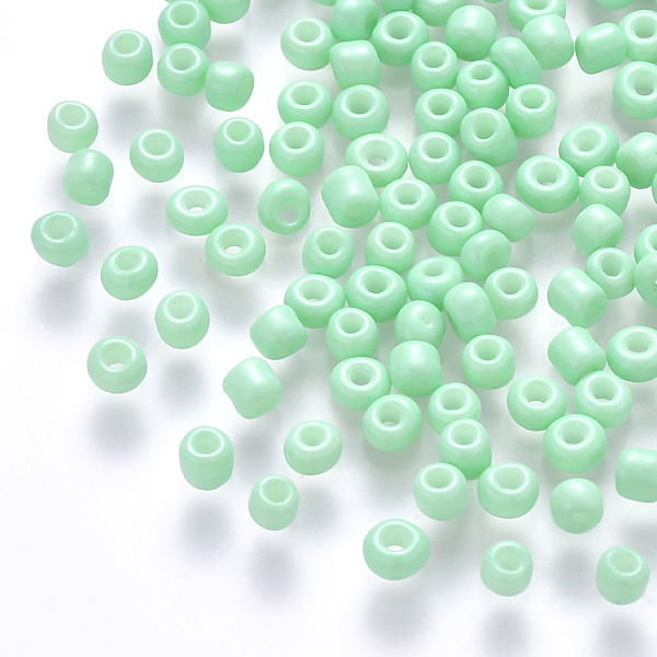 

PandaHall 8/0 Baking Paint Glass Round Seed Beads, Aquamarine, 3~3.5x2mm, Hole: 1~1.2mm, about 10000pcs/pound Glass Green