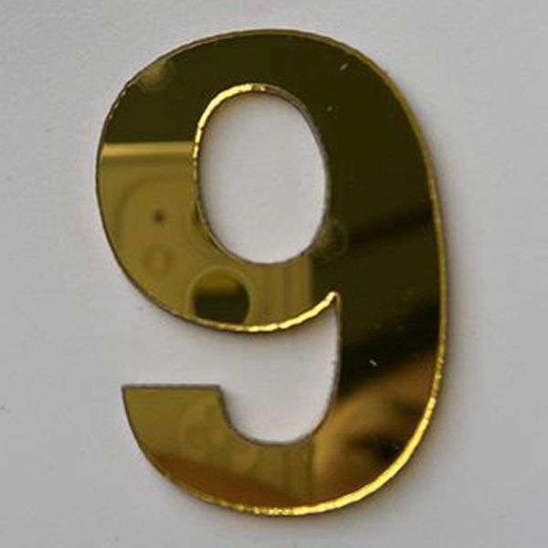 

PandaHall Acrylic Mirror Wall Stickers, with Adhesive Back, Number, Gold, Num.9, 48mm Acrylic Number Gold
