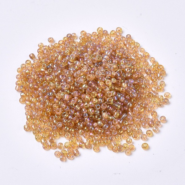 

PandaHall 8/0 Round Glass Seed Beads, Transparent Colours Rainbow, Round Hole, Goldenrod, 8/0, 3mm, Hole: 1mm, about 1111pcs/50g, 50g/bag..., Gold