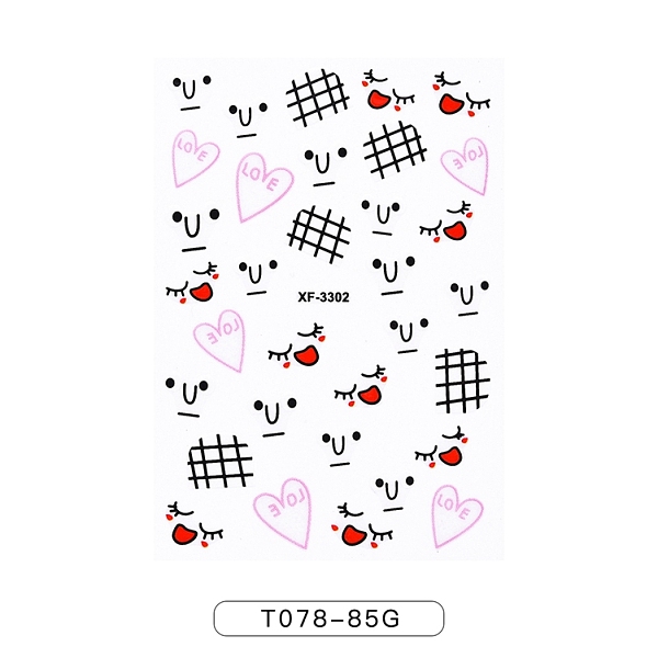 

PandaHall Nail Decals Stickers, Abstract Lady Face Cartoon Facial Expression Self-adhesive Nail Art Supplies, for Woman Girls DIY Manicure..., Red